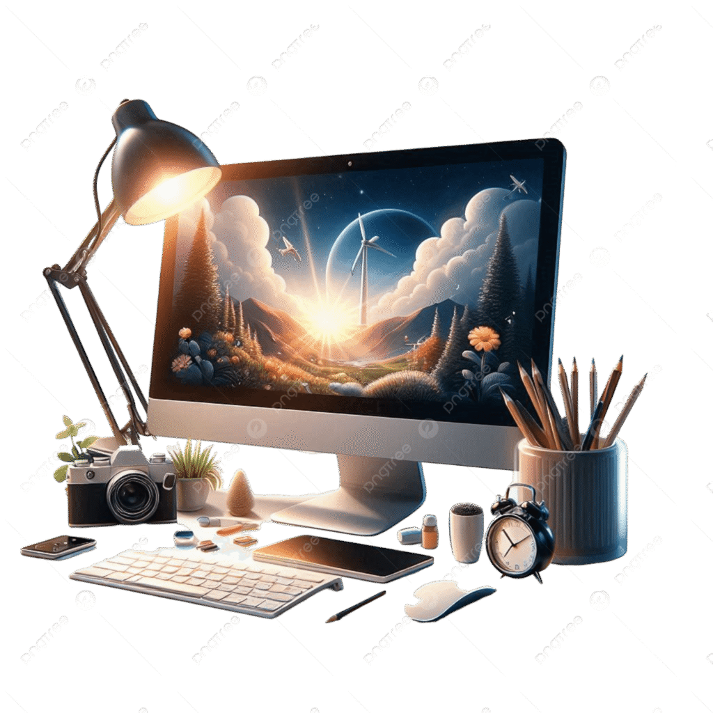 Pngtree Computer Screen With Fantasy Design 3D Illustration Vintage Style Png Image 15920509