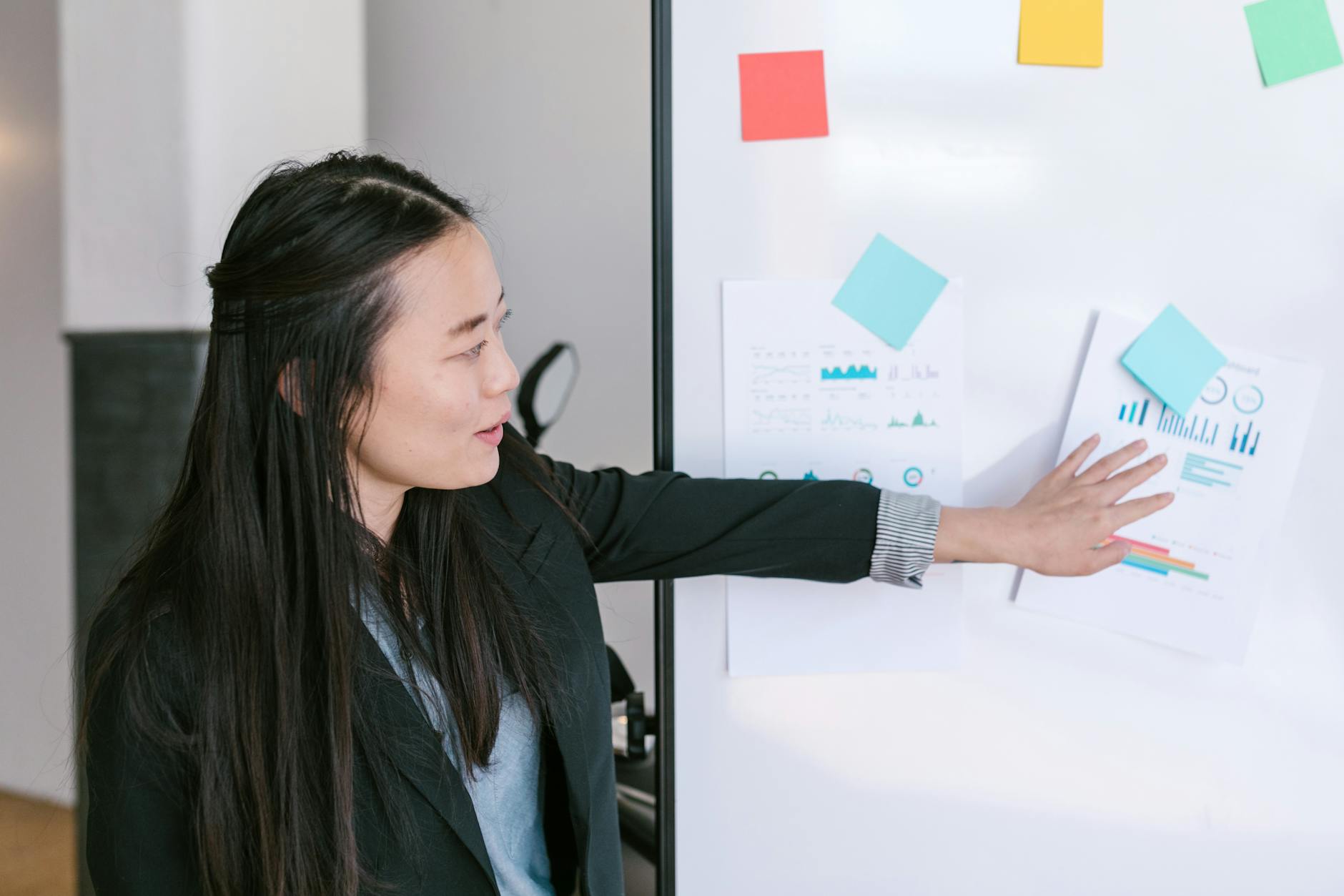 An Asian Businesswoman Presenting Business Ideas W