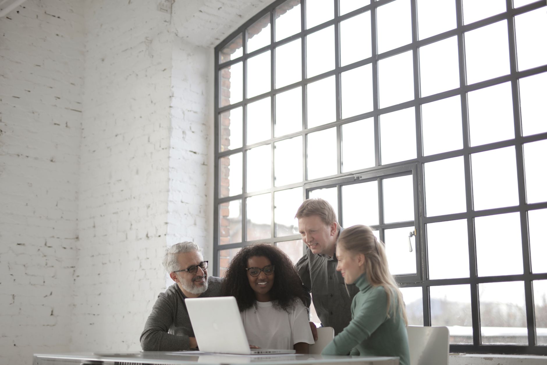 Positive Focused Multiracial Coworkers Gathering T 1